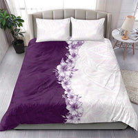 Hawaii Hibiscus Flowers Bedding Set Purple Polynesian Pattern