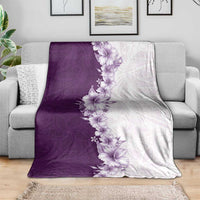 Hawaii Hibiscus Flowers Blanket Purple Polynesian Pattern