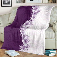 Hawaii Hibiscus Flowers Blanket Purple Polynesian Pattern