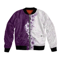 Hawaii Hibiscus Flowers Bomber Jacket Purple Polynesian Pattern