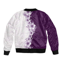 Hawaii Hibiscus Flowers Bomber Jacket Purple Polynesian Pattern