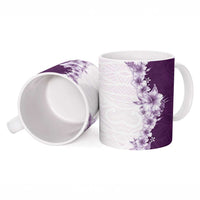 Hawaii Hibiscus Flowers Ceramic Mug Purple Polynesian Pattern