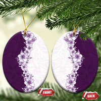 Hawaii Hibiscus Flowers Ceramic Ornament Purple Polynesian Pattern