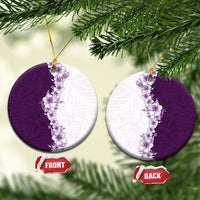 Hawaii Hibiscus Flowers Ceramic Ornament Purple Polynesian Pattern