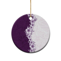 Hawaii Hibiscus Flowers Ceramic Ornament Purple Polynesian Pattern