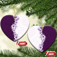 Hawaii Hibiscus Flowers Ceramic Ornament Purple Polynesian Pattern