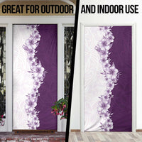 Hawaii Hibiscus Flowers Door Cover Purple Polynesian Pattern