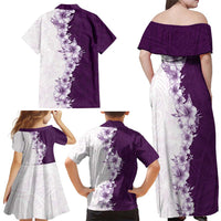 Hawaii Hibiscus Flowers Family Matching Off Shoulder Maxi Dress and Hawaiian Shirt Purple Polynesian Pattern LT05 - Polynesian Pride