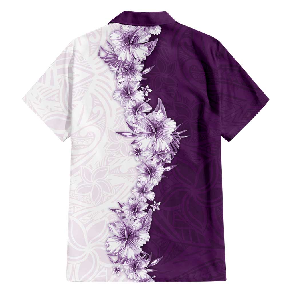 Hawaii Hibiscus Flowers Family Matching Tank Maxi Dress and Hawaiian Shirt Purple Polynesian Pattern LT05 - Polynesian Pride