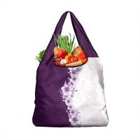 Hawaii Hibiscus Flowers Grocery Bag Purple Polynesian Pattern