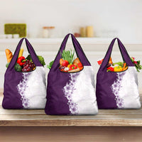 Hawaii Hibiscus Flowers Grocery Bag Purple Polynesian Pattern