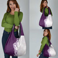 Hawaii Hibiscus Flowers Grocery Bag Purple Polynesian Pattern