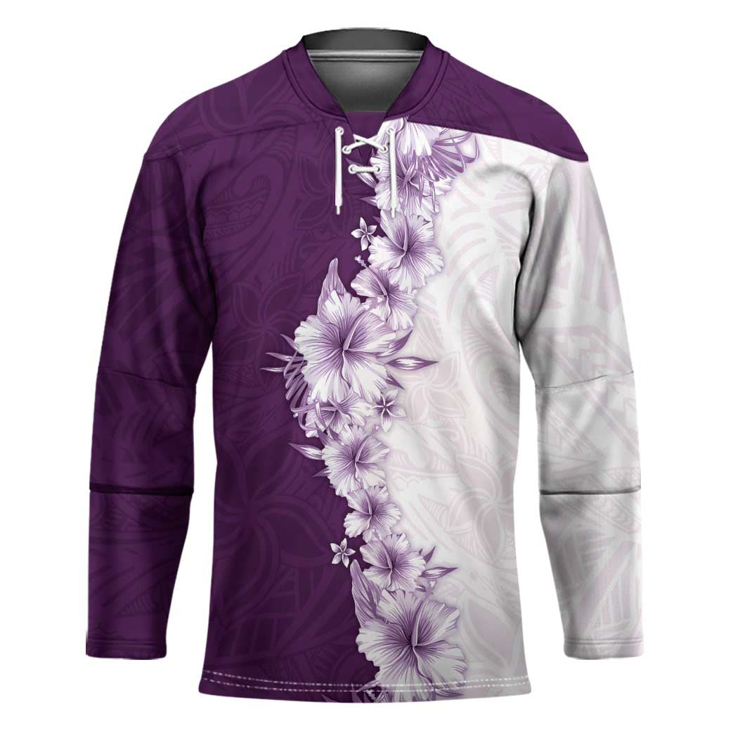 Hawaii Hibiscus Flowers Hockey Jersey Purple Polynesian Pattern LT05 Unisex Purple - Polynesian Pride