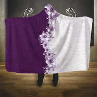 Hawaii Hibiscus Flowers Hooded Blanket Purple Polynesian Pattern