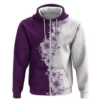 Hawaii Hibiscus Flowers Hoodie Purple Polynesian Pattern LT05 Zip Hoodie Purple - Polynesian Pride