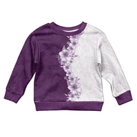 Hawaii Hibiscus Flowers Kid Ugly Christmas Sweater Purple Polynesian Pattern