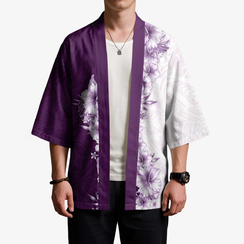 Hawaii Hibiscus Flowers Kimono Purple Polynesian Pattern LT05 - Polynesian Pride