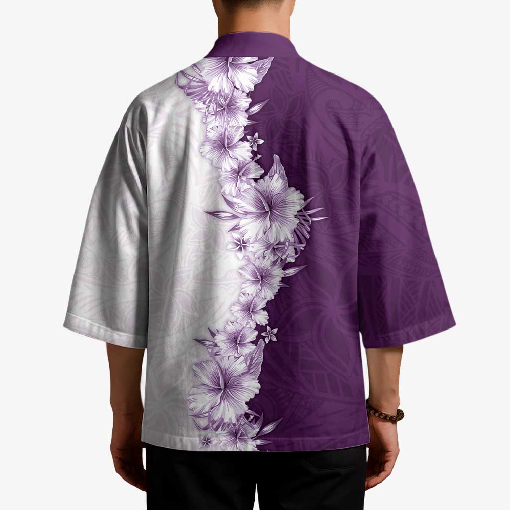 Hawaii Hibiscus Flowers Kimono Purple Polynesian Pattern LT05 - Polynesian Pride