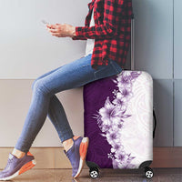 Hawaii Hibiscus Flowers Luggage Cover Purple Polynesian Pattern