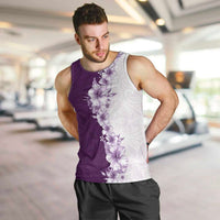 Hawaii Hibiscus Flowers Men Tank Top Purple Polynesian Pattern