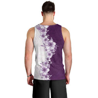 Hawaii Hibiscus Flowers Men Tank Top Purple Polynesian Pattern