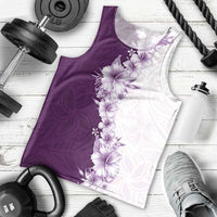 Hawaii Hibiscus Flowers Men Tank Top Purple Polynesian Pattern