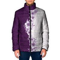 Hawaii Hibiscus Flowers Padded Jacket Purple Polynesian Pattern