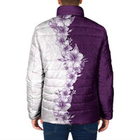Hawaii Hibiscus Flowers Padded Jacket Purple Polynesian Pattern