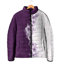 Hawaii Hibiscus Flowers Padded Jacket Purple Polynesian Pattern