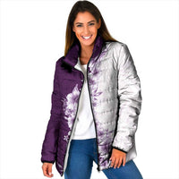 Hawaii Hibiscus Flowers Padded Jacket Purple Polynesian Pattern