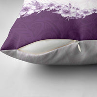Hawaii Hibiscus Flowers Pillow Cover Purple Polynesian Pattern