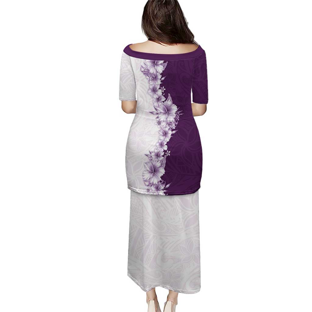 Hawaii Hibiscus Flowers Puletasi Purple Polynesian Pattern