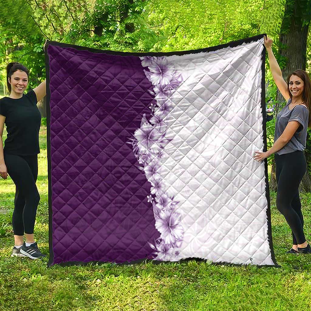 Hawaii Hibiscus Flowers Quilt Purple Polynesian Pattern LT05 - Polynesian Pride