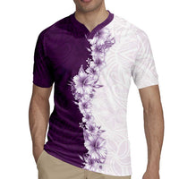 Hawaii Hibiscus Flowers Rugby Jersey Purple Polynesian Pattern LT05 - Polynesian Pride