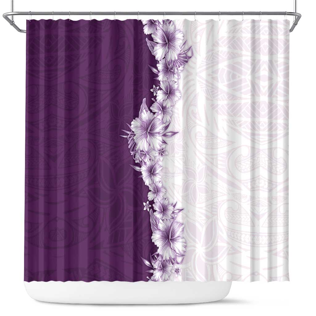 Hawaii Hibiscus Flowers Shower Curtain Purple Polynesian Pattern LT05 Purple - Polynesian Pride