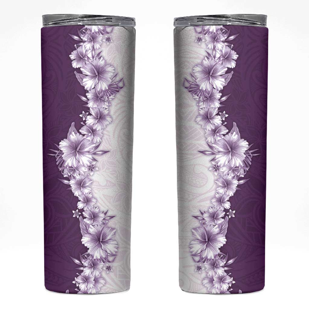 Hawaii Hibiscus Flowers Skinny Tumbler Purple Polynesian Pattern LT05 Purple - Polynesian Pride