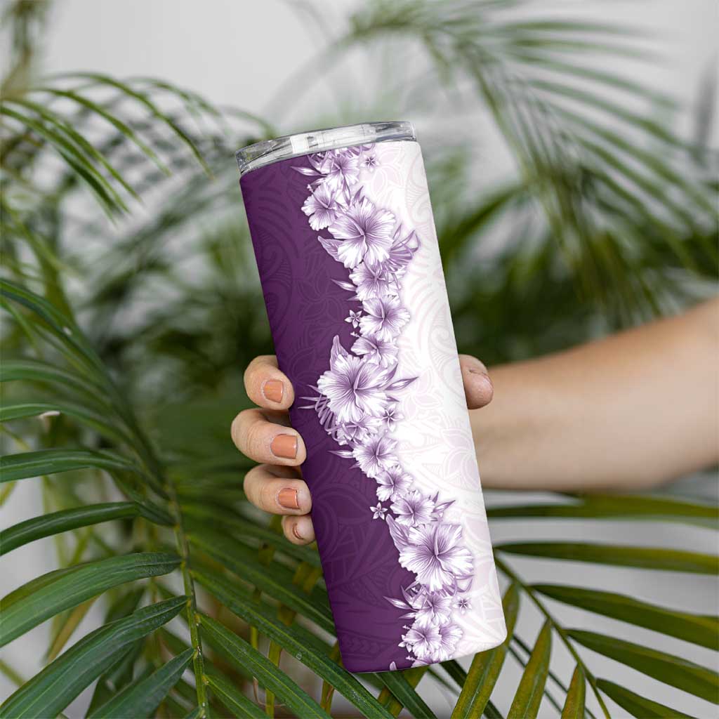 Hawaii Hibiscus Flowers Skinny Tumbler Purple Polynesian Pattern LT05 - Polynesian Pride