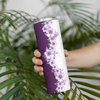 Hawaii Hibiscus Flowers Skinny Tumbler Purple Polynesian Pattern LT05 - Polynesian Pride