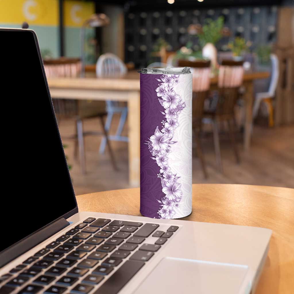 Hawaii Hibiscus Flowers Skinny Tumbler Purple Polynesian Pattern LT05 - Polynesian Pride