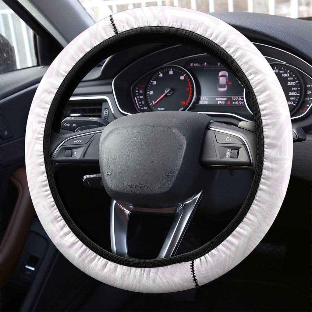 Hawaii Hibiscus Flowers Steering Wheel Cover Purple Polynesian Pattern