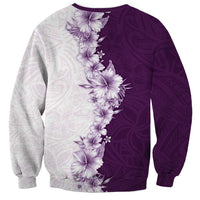 Hawaii Hibiscus Flowers Sweatshirt Purple Polynesian Pattern