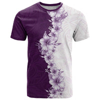 Hawaii Hibiscus Flowers T Shirt Purple Polynesian Pattern
