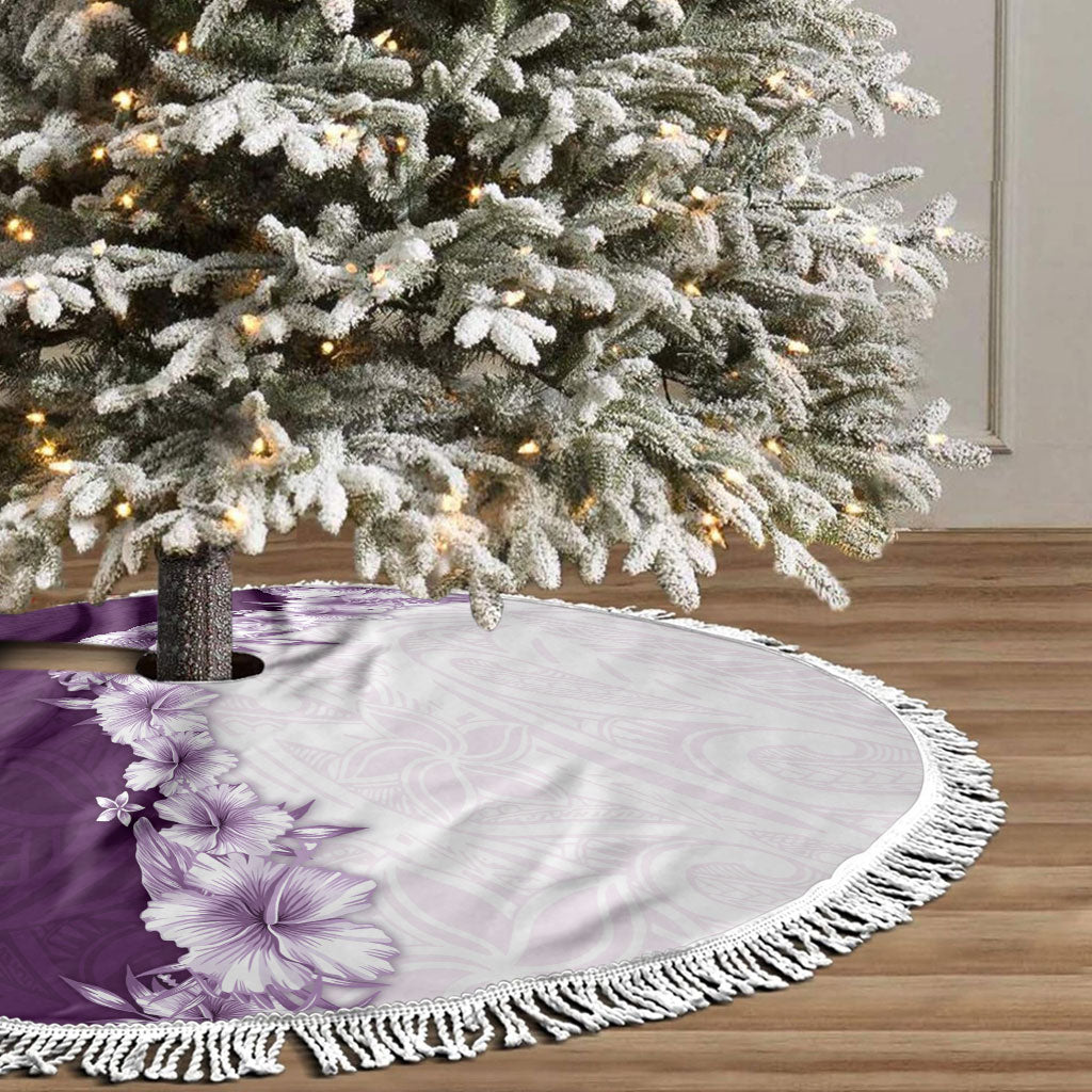 Hawaii Hibiscus Flowers Tree Skirt Purple Polynesian Pattern