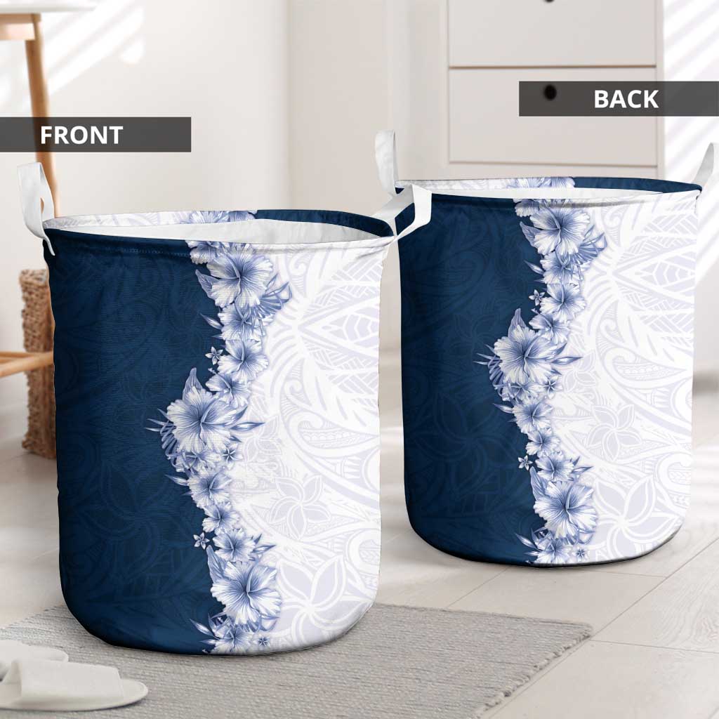 Hawaii Hibiscus Flowers Laundry Basket Blue Polynesian Pattern LT05 - Polynesian Pride