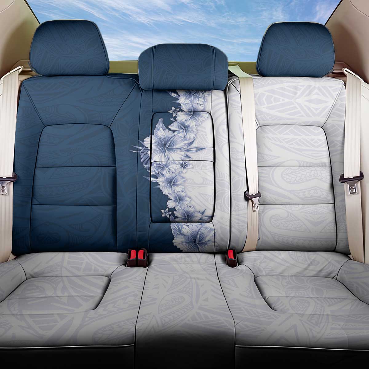 Hawaii Hibiscus Flowers Back Car Seat Cover Blue Polynesian Pattern LT05 One Size Blue - Polynesian Pride