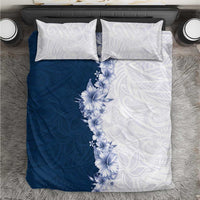 Hawaii Hibiscus Flowers Bedding Set Blue Polynesian Pattern
