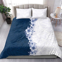 Hawaii Hibiscus Flowers Bedding Set Blue Polynesian Pattern