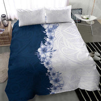 Hawaii Hibiscus Flowers Bedding Set Blue Polynesian Pattern