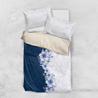 Hawaii Hibiscus Flowers Bedding Set Blue Polynesian Pattern