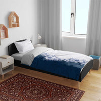 Hawaii Hibiscus Flowers Bedding Set Blue Polynesian Pattern